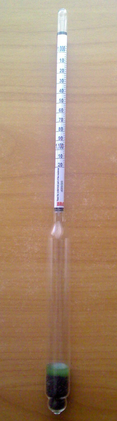 Hidrometer 0-28% Plato with 2 scales